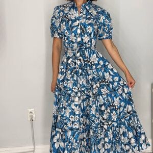 DIANE VON FURSTENBERG Queena gathered floral-print cotton-blend poplin midi shir